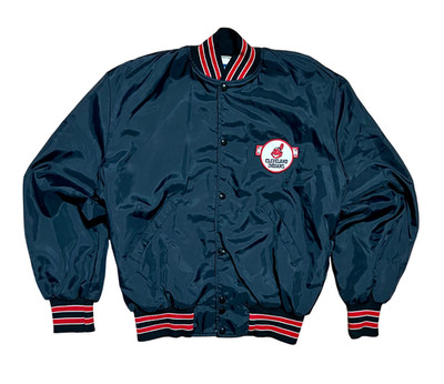 Men's Large Cleveland Indians Chief Wahoo Vintage Holloway Snap Up Jacket