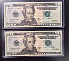 2 Twenty Dollar Bills with Sequential Serial Numbers PG32128397C & 98C sb2-26 — photo 3