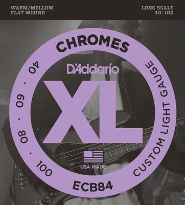 D'Addario ECB84 Chromes Bass Guitar Strings, Custom Light, 40-100, Long Scale