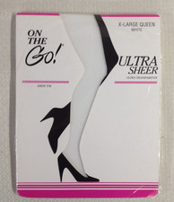 On the Go Pantyhose Size XL Queen Ultra Sheer White Sheer Toe