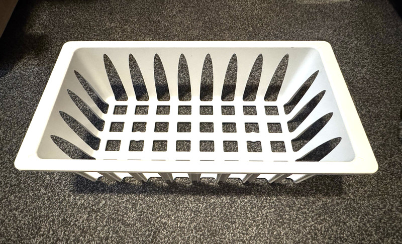FREEZER BASKET  22" Long x 11.5" Wide x 6.5" Tall White ABS Plastic