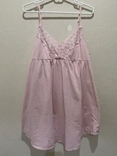Y2K Victoria's Secret Cotton Pink Eyelet Babydoll Nightgown Adjustable Medium A
