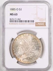 1885-O $1 Morgan Silver Dollar MS63 NGC 8676171-062 Toned