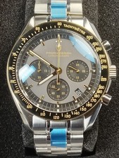 PAGANI DESIGN Men Silver Gilt Bezel Luxury Moon Watch VK63 Chrono Date PD-1701