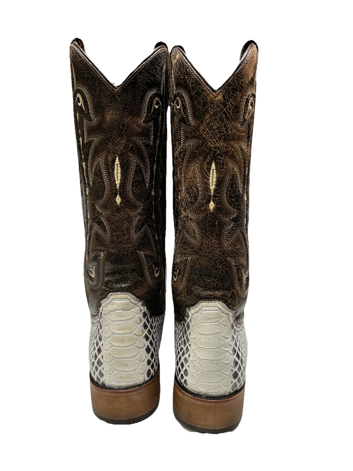 Forastero White Python Reptile Leather Boots Cowb… - image 3