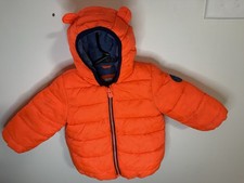 Gap Baby Puffer Jacket Orange 18-24 Months Hood Bear Ears Quilted Zip