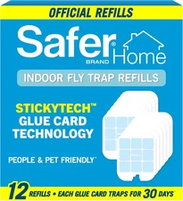 Safer Brand Home SH512 Indoor Plug-In Fly Trap Refill Pack of 12 Glue Cards for