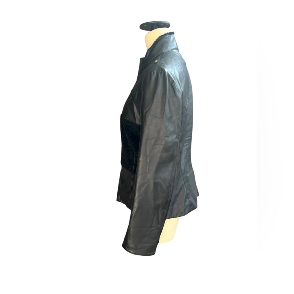 Chaqueta de cuero vegana de tela mixta vintage Skea talla 8 Foto 3 de 4