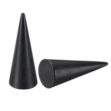 Wood Cone Ring Holder, 2 Pcs Finger Jewelry Display Stand, Black 80x30mm