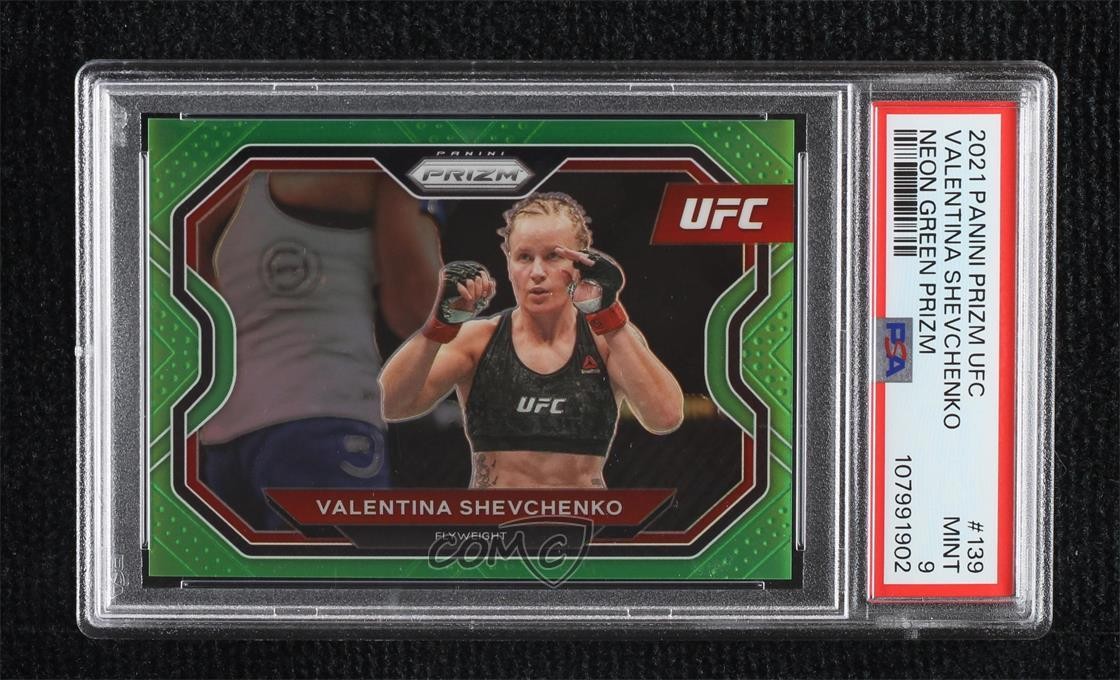 2021 Panini Prizm UFC Neon Green 25/75 Valentina Shevchenko #139 PSA 9 MINT he5