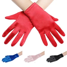 Women Satin Evening Party Dress Prom Short Gloves Wedding Full Finger Gloves US