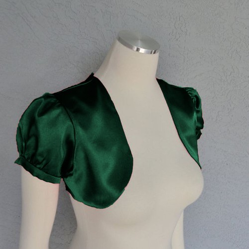 Satin Cropped Bolero Koti Kurzarm Damen Bolero Cardigan Bolero Jacke S109 - Bild 31 von 210