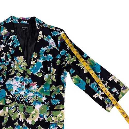 Notations Blazer Womens Large Blue Floral Jacket Work Office Coastal Cottage - Picture 13 of 17
