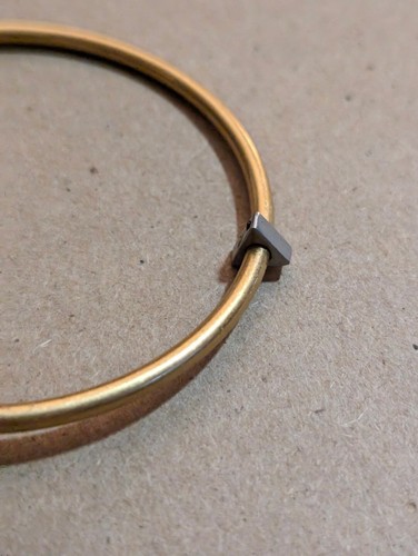 Madewell Gold Tone Bangle Bracelet Silver Triangle Cube Accent Minimalist - Picture 7 of 10