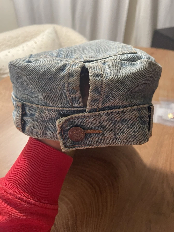 De Colección Robo Gorra Denim Motociclista Sombrero Azul Detalle Ajustable Les Industries Único 90S Foto 3 de 4