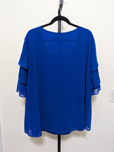 Calvin Klein Women's Plus Blue 3/4 Ruffle Sleeve Tunic Top Blouse Size 3X $89 - 第 10/10 張圖片