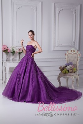 purple and cream wedding dresses