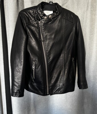 ZARA  kids ブラックレザーライダースジャケット バックル付きレザー風ジャケット - ブラック | ZARA Japan / 日本