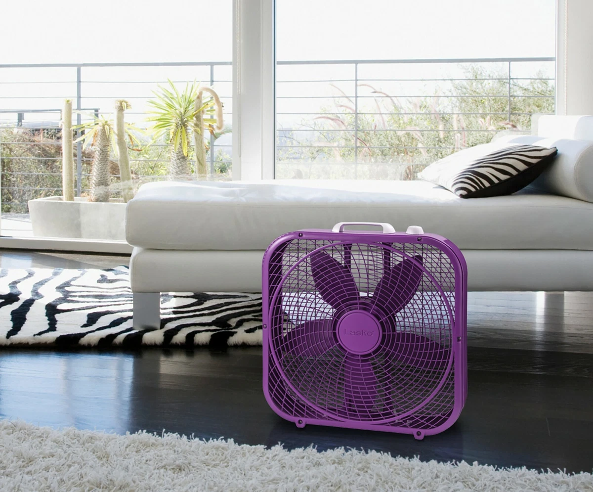 Lasko Cool Colors 20u0026#034; 3-Speed Box Fan, B20309, Purple | eBay