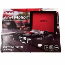 ION Audio Vinyl Motion Portable Suitcase Turntable/ Record Player BLACK Tested