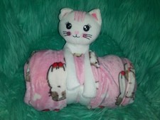 Warm  Cozy Blanket With Stuffed Plush Cat Animal Friend  Brand New 