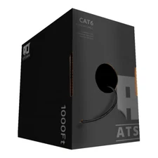 CAT6 Plenum (CMP) Network Cable 1000FT, 23AWG Solid 550MHz UTP 10Gigabit-Black