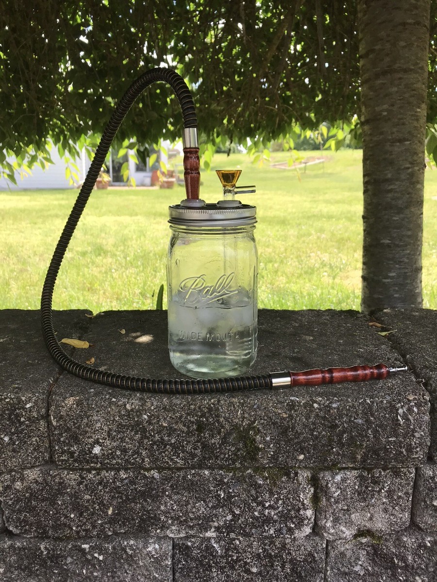 Mason Jar Hookah Tobacco Bong Water Pipe Bubbler Quart 32oz Easy Clean 14mm 
