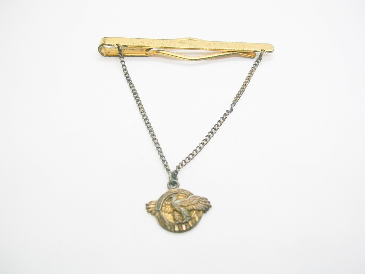 Vintage Sterling Silver Tie Chain WW2 ruptured Duck Guard Honorable  Discharge