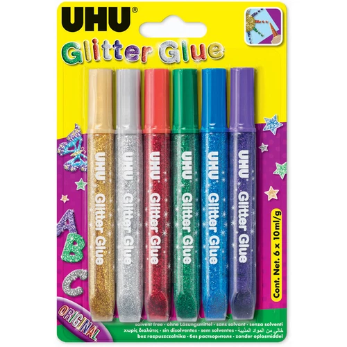 Uhu Jeune Créative Paillettes Colle Glitzerkleber Avec Effet Brillant 6x10ml