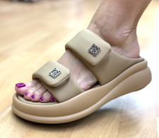 Lonza 198997 Beige Platform Slip On Comfort Fashion Sandal