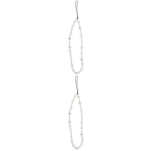 2 PCS Mobiltelefon Lanyard Schmuck Handy-Anhänger Perlen Handgelenkriemen