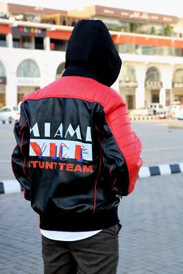 Miami Vice Stunt Team Bomber Jacket premium leather jacket men's