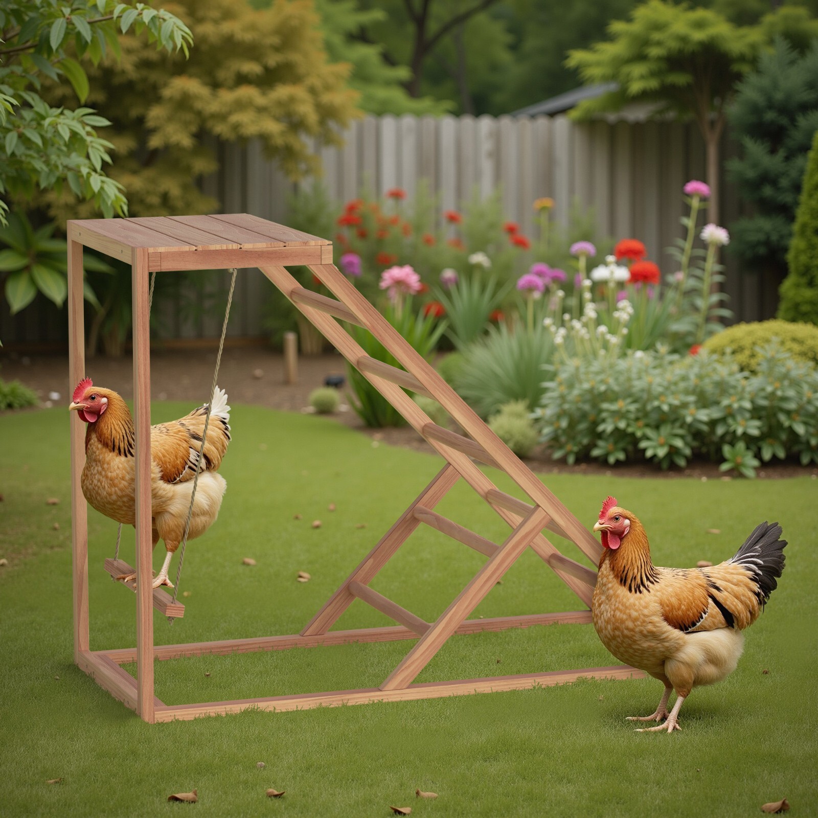 Chicken Perch Chicken Coop Accessory with Swing, Ramp, Platform for farms