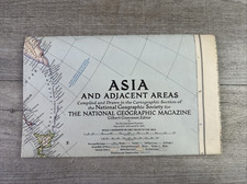 March 1951 VTG The National Geographic Asia & Adjacent Areas Map 37&rdquo; X 29&rdquo;