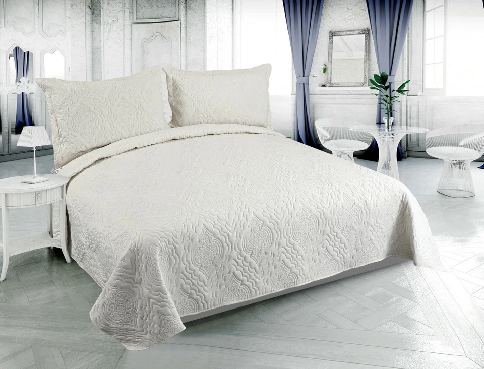 Pinsonic тисненый твердый двусторонний роскошный покрывало покрывало постельное белье одеяло комплект - Изображение 2 из 4