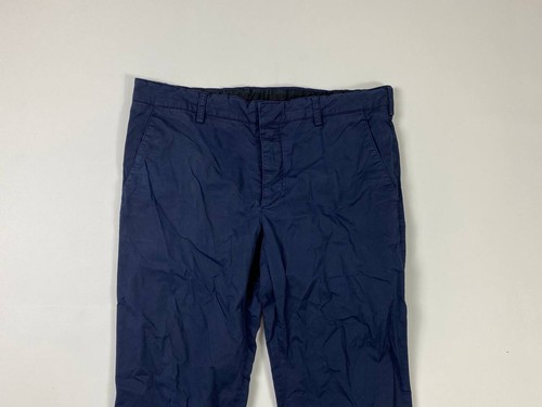 Pantalon chino droit régulier bleu Prada Milan taille détaillant 50 bouton mouche