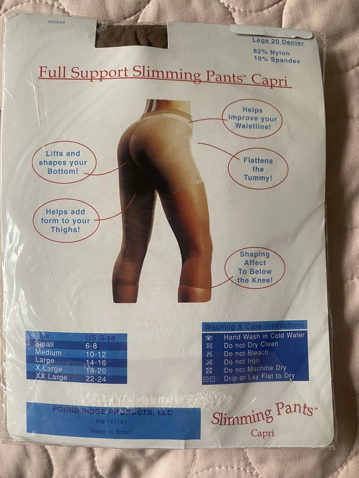 Pound Ridge Products Full Support Slimming Pants Capri Pantyhose Natural L - Image 3 of 4