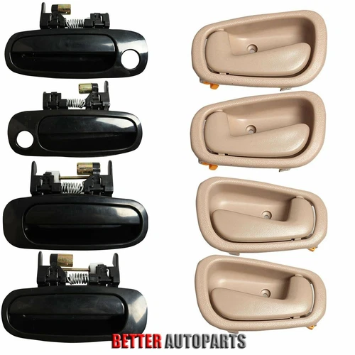 SET OF 8 PCS Outside Inside Door Handle BLACK/BEIGE For 98-02 TOYOTA COROLLA