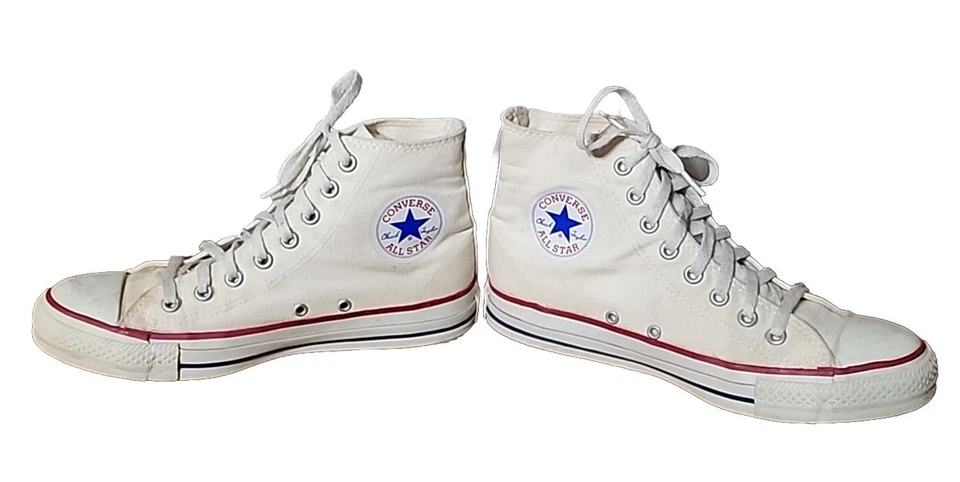 Vintage Converse Chuck Taylor All Star High Top Branco/Marfim Feito nos EUA TAMANHO 8.5 - Imagem 2 de 4
