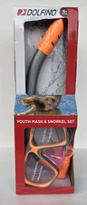 Dolfino Youth Mask & Snorkle Set Combo Orange Ages 6+ Impact Resistant.