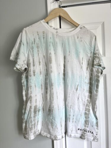 T-Shirt Athleta Donna 1X T-shirt Manica Corta Bianco Cravatta Tintura Atletica Leggera - Foto 2 di 10