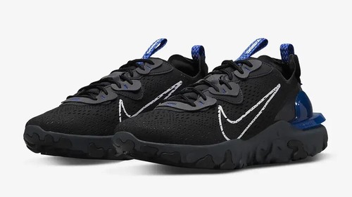 Mens Nike React Vision Trainers DV6491 001 Black/Blue Size UK 7.5 EU 42 - Picture 2 of 6