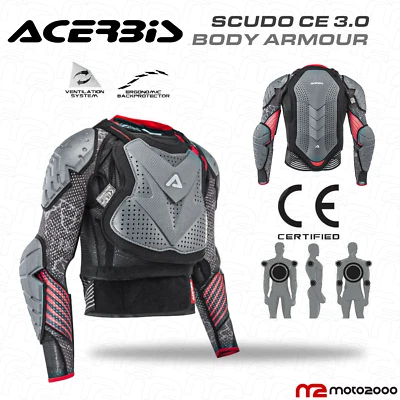 PETTORINA ACERBIS PROTEZIONE COMPLETA SCHIENA SCUDO CE 3.0 MOTO CROSS ENDURO