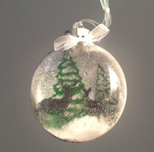 White Tailed Deer Holiday Christmas Tree Floating Ornament Snow Glitter