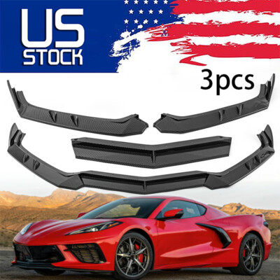 Carbon Fiber Style Front Bumper Lip Splitter Diffuser Fits Corvette C8 Z51 20-UP