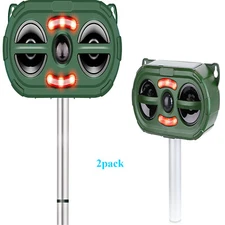 Solar Ultrasonic Animal Repeller Deer Raccoon  USB Chargeable