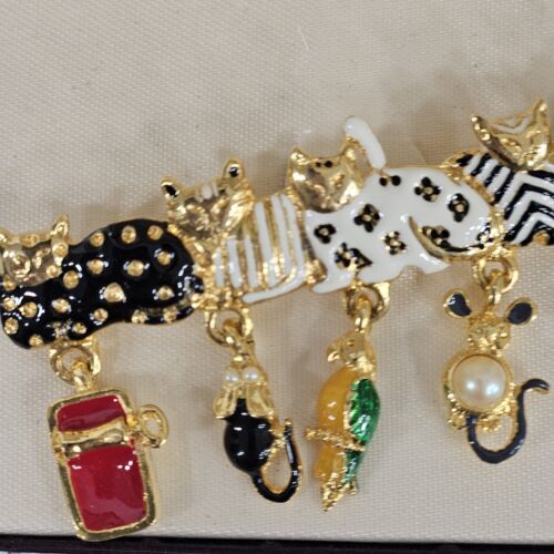Broche prendedor de queso Morgan Taylor tono dorado 5 gatos ratones joyería de moda 2,5" con caja - Imagen 3 de 18