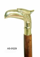 VICTORIAN STYLE SOLID BRASS HANDLE WOODEN WALKING STICK/CANE VINTAGE GIFT SOLID