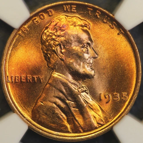 1935 LINCOLN CENT NGC MS 66 RED -LOT X2-TONED
