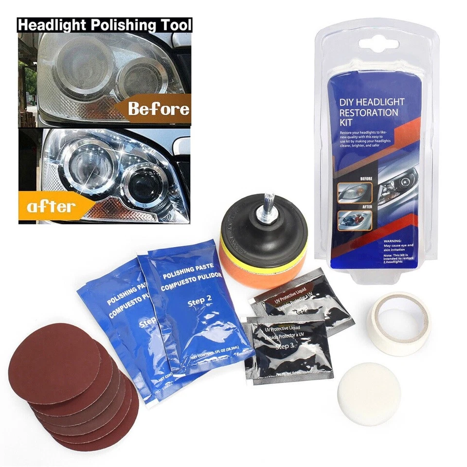 Kit de reparo de restauração de lentes para faróis de carro polimento limpador ferramenta de limpeza novo